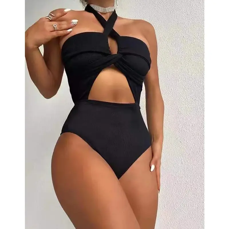 Nieuwe Producten In 2022 Off-De-Schouder Zwemkleding Bikini & Beachwear Zwarte Vrouwelijke Bodysuit Badpak Een Stuk