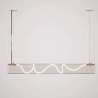 Lustre de restaurant moderne de designer italien, lumière longue et simple, ombre réglable, hauteur réglable, base E26 pour utilisation hôtelière, moyen