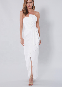 사용자 정의 여성 해군 등이없는 아름다운 전체 길이 가운 끈이없는 슬림 이브닝 파티 드레스 들러리 드레스 - Product Image 6