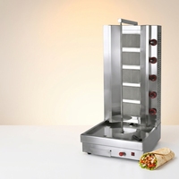 Machine à Kebab Shawarma Chuanbao CG-960Q à 5 Brûleurs au Gaz, Certifiée CE, Nettoyage Facile, Acier Inoxydable, Garantie 1 An
