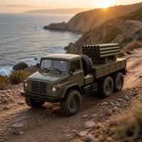 Camion RC Utilitaire Classique 6x6 3 Canaux 2.4GHz Tout-Terrain Style Vintage ABS+Métal 20 Min Suivez-moi Chargeur Inclus Cadeau pour Passionnés