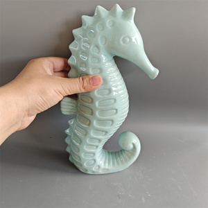 Handmade Gốm Màu Ngọc Lam Cá Ngựa Điêu Khắc Trung Quốc Nhà Máy Cho Trang Trí Nội Thất Phòng Khách Patio Phòng Đọc Sách Hoàn Hảo - Product Image 6