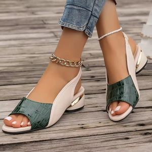 Sandalias de Verano con Tacón Medio y Plataforma en Contraste para Mujer, Material Suave, Diseño de Boca de Pescado, Tallas Grandes - Product Image 2