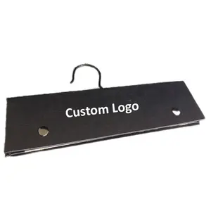 Supplier Custom Logo Black Textile Fabric Swatches Sample Cardboard Display Hanger Tag Header Cards with Metal Hook