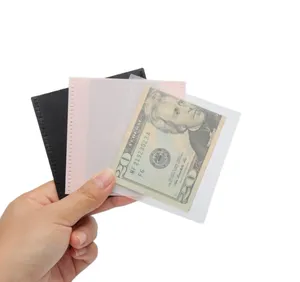 NEW Cash Envelope Pocket Frosted PP Budget Pockets Pink Black Zipless Card Holder Money Organizer Mini Storage Bag