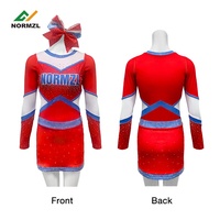 Uniforme de cheerleading classique rouge pour équipe, vente en gros, uniformes de cheerleading personnalisés avec strass