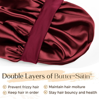 Bonnet en satin personnalisé pour femme, double couche, luxe, avec large bande élastique réglable, idéal pour cheveux bouclés et tresses, vente en gros