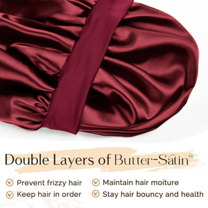 QINGYAN <span class=keywords><strong>Bonnet</strong></span> Femme Luxe <span class=keywords><strong>Rouge</strong></span> Personnalisé, Double Couche avec Bande Élastique, Casquette de Nuit Somptueuse - Product Image 2