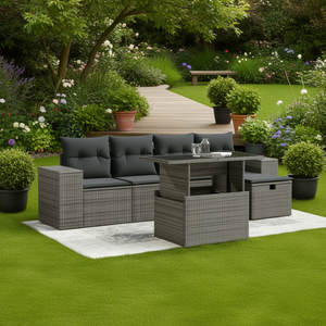 Conjunto de Sofás de Ratán para Patio, Muebles de Jardín de Diseño Contemporáneo para 4 Personas, Color Gris - Product Image 2