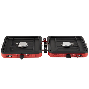 VOOMA portatile piano cottura a Gas esterno <span class=keywords><strong>campeggio</strong></span> con doppio bruciatore <span class=keywords><strong>attrezzatura</strong></span> da <span class=keywords><strong>campeggio</strong></span> per BBQ Mini fornelli a Gas Set pentole - Product Image 4