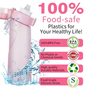 Bottiglia di acqua ad aria con fragranza di frutta e 7 baccelli di sapore, BPA-Free 650ml sport bere tazza per la palestra e all'aperto