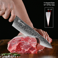 KEEMAKE Juego de 4 Cuchillos de Cocina Hechos a Mano, Acero de Damasco de 67 Capas, Incluye Cuchillo de Carnicero, Nakiri, Santoku y Cuchillo para Pelar