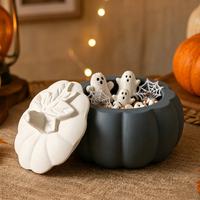 Moule en silicone M63849 Feuille de citrouille d'Halloween pour boîte de rangement en résine époxy DIY et moule à bougie parfumée