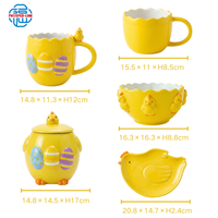 OEM ODM Nouvelles Tasses à Café en Céramique Créatives et Mignonnes avec Motif de Poussin en Relief, Tasses à Lait en Céramique Peintes à la Main Personnalisées, Tasses à Thé en Céramique à Motif d'Œuf de Dessin Animé pour Pâques