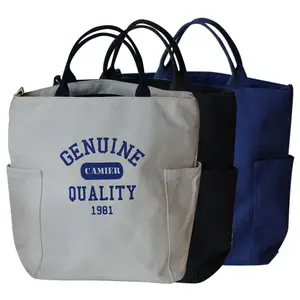 Customized travel portable lunch box cotton canvas bag tote bag