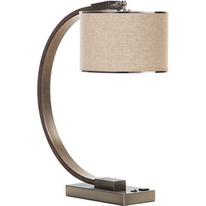 UL Đèn Bàn Trang Trí Dự Án Phòng Khách Khách Sạn Sang Trọng Đèn Bàn Cạnh Giường Hình Vòng Cung Kim Loại Niken Chải Với Ổ Cắm Điện - Product Image 1