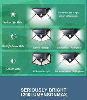 Lampe à capteur sans fil 100 LED, lumière murale à détecteur de mouvement, lampes solaires pour jardin extérieur