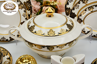 98pcs porcelaine osseuse céramique vaisselle de luxe assiettes royales ensemble de table à manger 98pcs pour 12 personnes