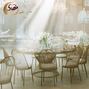 Chaise de banquet de mariage en acier inoxydable, velours doré, contemporaine, salle à manger, salon extérieur, usage commercial, hôtel, haute qualité - Product Image 6