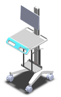 Chariot d'ordinateur à hauteur réglable avec plateau pour clavier et petit panier pour usage de bureau/médical