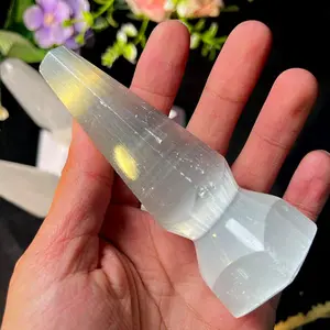 New Arrival Natural Crystal Craft Healing Stones White Selenite Point Craft For Heart Healing