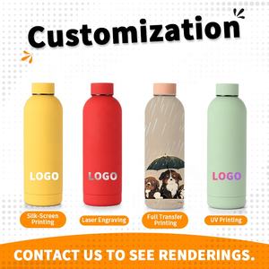 Custom Print Double Wall Insulated Stainless Steel Tumbler Soft Rubber Water <b>Bottle</b> with Print 350ml 500ml 750ml 1000ml Sizes - Product Image 6