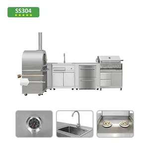 outdoor kitchen new design stainless steel cabinet upright accessories pizza oven gas outdoor kitchen BBQ grill