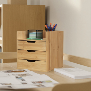 Organizador de Escritorio de Bambú Natural Personalizado, Organizador de Artículos de Uso Diario de Varias Capas, Organizador de Oficina con Cajón - Product Image 5