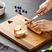 Acacia houten serveerplank voor buiten, voor steak, kaas, brood, pizza, fruit, babyvoeding, houten snijplank set met fruitmes