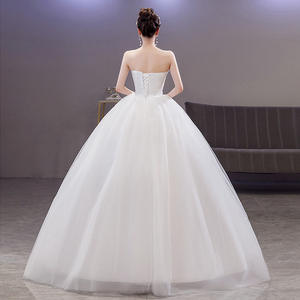 Nuovo Abito da Sposa Estivo Primaverile Stile Coreano Senza Spalline Taglie Forti Economico in Pizzo Bianco - Product Image 4