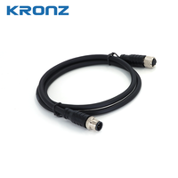 Connecteurs circulaires blindés KRONZ M12 mâle vers femelle 4 broches, codage D, AWG22, paires torsadées, câble PVC, broches 1 et 3 (données) et broches 2 et 4 (alimentation)