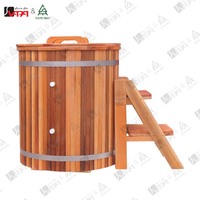 Vapasauna Modern Komersial, Tong Sauna Uap Kayu Cedar Merah Solid, Ringan, Tanpa Listrik, untuk Pemulihan Kesehatan di Gym