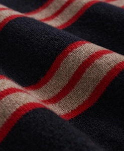 Men's Multi-<strong>Stripe</strong> Raglan Sleeve Sweater Wool Blend Long Sleeve Crew Neck Pullover <strong>Jumper</strong> <strong>Black</strong> <strong>and</strong> <strong>Red</strong> - Product Image 5