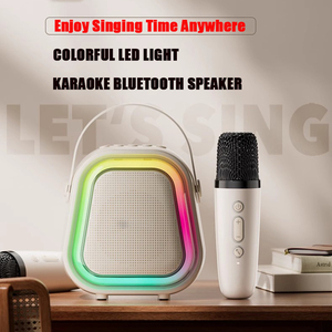 Xách tay mini Karaoke trẻ em karoke Máy Đảng loa với hai không dây Mic RGB Màu ánh sáng nhà hát gia đình ngoài trời - Product Image 2