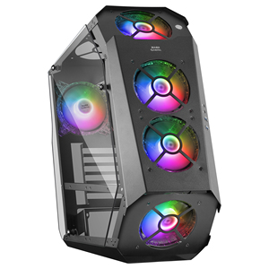 เคส PC เล่นเกม ATX สีดำ MC51เกม Mars พร้อมกระจกนิรภัยสองชั้นและพัดลม RGB ขนาด5x12ซม. รองรับปลอกซีพียูขนาดเล็ก - Product Image 1