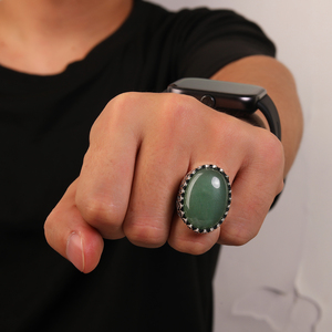 Vente en gros de bague vintage en Offre Spéciale turquoise pour homme bague en <span class=keywords><strong>pierre</strong></span> d'aventurine en <span class=keywords><strong>onyx</strong></span> noir et pierres - Product Image 3