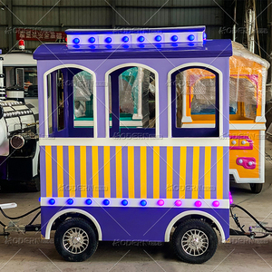 Train touristique sans rails de couleur bordeaux, avec éclairage LED, pour parc d'attractions, idéal pour les sorties familiales, à vendre. - Product Image 6