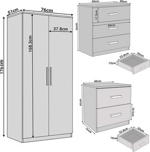 Ensemble de meubles de <span class=keywords><strong>chambre</strong></span> <span class=keywords><strong>à</strong></span> <span class=keywords><strong>coucher</strong></span>, armoire <span class=keywords><strong>à</strong></span> 2 portes <span class=keywords><strong>pour</strong></span> <span class=keywords><strong>chambre</strong></span> <span class=keywords><strong>à</strong></span> <span class=keywords><strong>coucher</strong></span> avec commode <span class=keywords><strong>à</strong></span> 3 tiroirs, table de chevet, ensemble de 3 pièces <span class=keywords><strong>pour</strong></span> <span class=keywords><strong>chambre</strong></span> <span class=keywords><strong>à</strong></span> <span class=keywords><strong>coucher</strong></span>, blanc - Product Image 5
