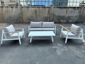 Canapé double en aluminium Causeuse Extérieur Patio <span class=keywords><strong>Jardin</strong></span> Ensembles Extérieur Terrasse Loisirs Meubles Accoudoir Sièges Groupe Cour Meubles - Product Image 2