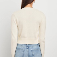 Cardigan en maille douce à manches longues personnalisé, de haute qualité, en mélange cachemire et coton, pour femme, style décontracté, collection automne