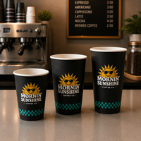 Gobelet à café jetable écologique Explosions avec couvercle, diamètre 90 mm, pour boissons chaudes, avec emballage, vente en gros commerciale
