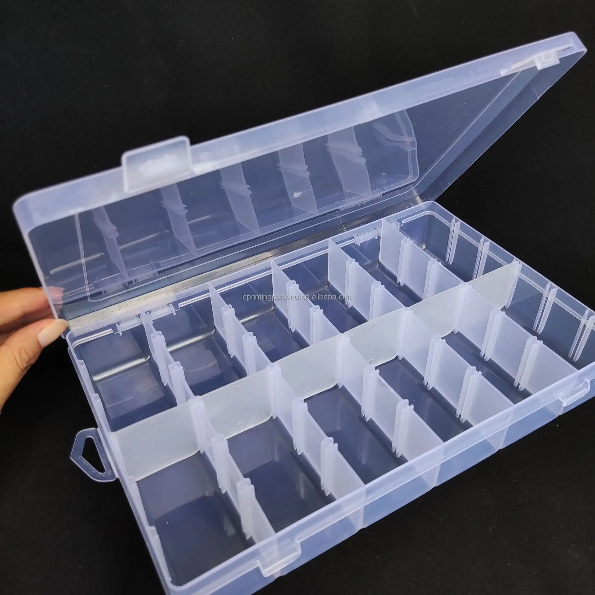 Brand new 12 grids transparent storage box big size plastic tool box for electrical parts