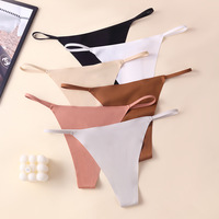 Tanga Fina de Talle Bajo Estilo Europeo-Americano, Ropa Interior Diaria, Tanga de Seda Helada Transpirable Sin Costuras, Novedad de Verano