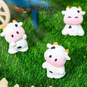 Figuras de Vacas Adorables Lanshuo, Miniaturas de Resina 3D, Modelo de Juguete Decorativo para el Hogar - Product Image 3