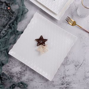 8/10/12 Inch European Elegant Hotel Porcelain Dessert Serving Dishes Logo White <strong>Square</strong> Engraved Non-Toxic Dinner <strong>Plates</strong> <strong>Set</strong> - Product Image 2