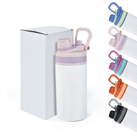 Bouteille d'eau isotherme personnalisée en acier inoxydable 304 de 350 ml avec poignée et couvercles colorés pour enfants, cadeaux d'affaires classiques pour boissons froides