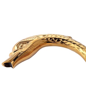 Premium Doppelkristall-Knöpfe Schwanenform Waschtischarmatur 3-Loch-Spültischarmatur Goldene Ausführung für Zuhause Villa Hotel - Product Image 3