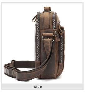 Bolsos de Mensajero de cuero de vaca <span class=keywords><strong>Real</strong></span> para hombre Retro marrón para hombre, bolso de hombro a la moda para hombre, bolso de mensajero - Product Image 2