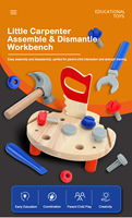 Petit atelier de menuiserie en bois pour enfants - Ensemble d'outils à assembler et jouet Montessori pour développer la motricité fine et l'interaction parent-enfant