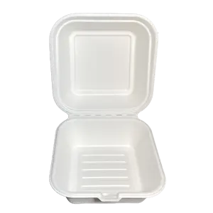 6 इंच डिस्पोजेबल खोई हैमबर्गर पैकिंग बॉक्स